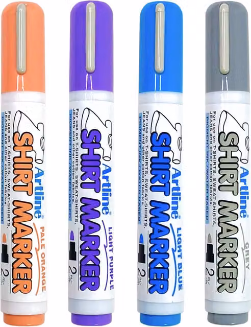 Artline Pack of 4 Multicolour and Turquoise Pastel T-Shirt Marker Pens with Bullet Tips