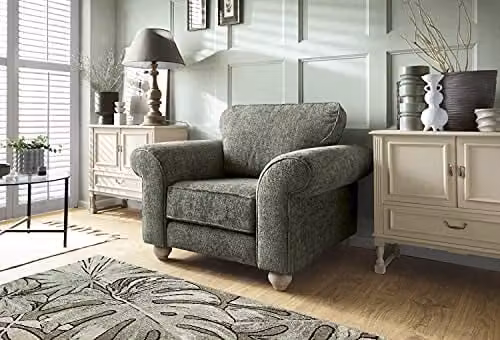 Abakus Direct Ingrid Armchair in Rifle Green Braided Chenille Fabric
