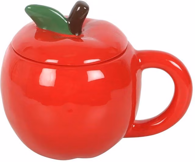 Something Different Apple Ceramic Mug in Red with Lid