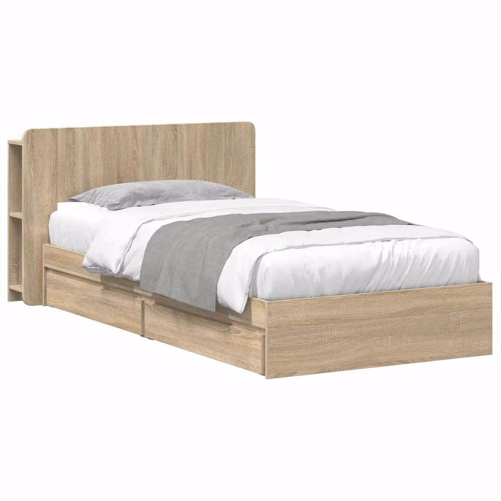 Berkfield Home Modern Bed Frame with Storage Drawers in Sonoma Oak Brown, W/D/H: 75 x 190 cm – 2