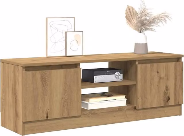 Berkfield Home Artisan Oak TV Cabinet in Brown, W/D/H: 102 x 30 x 36 cm