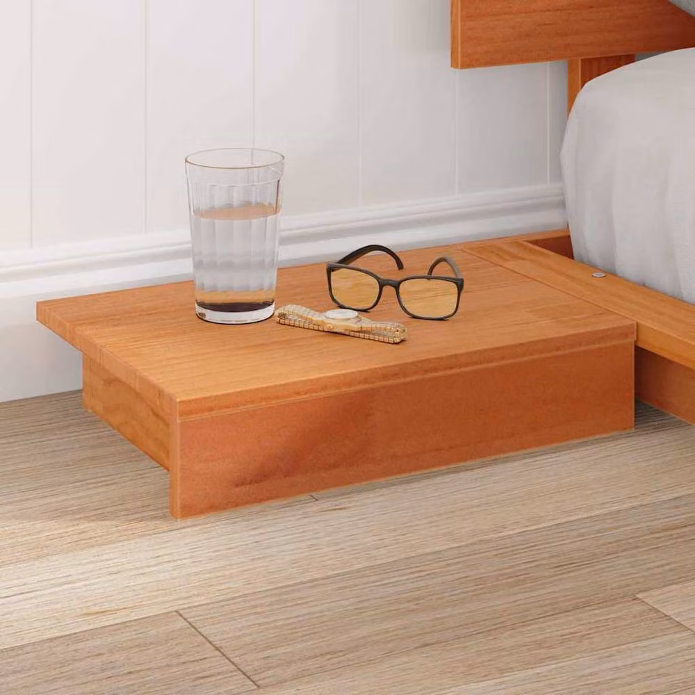 Berkfield Home Durable Solid Wood Floor Bed Frame with Bedside Shelves in Wax Brown, W/D/H: 120 x 200 x 41.5 cm – 2