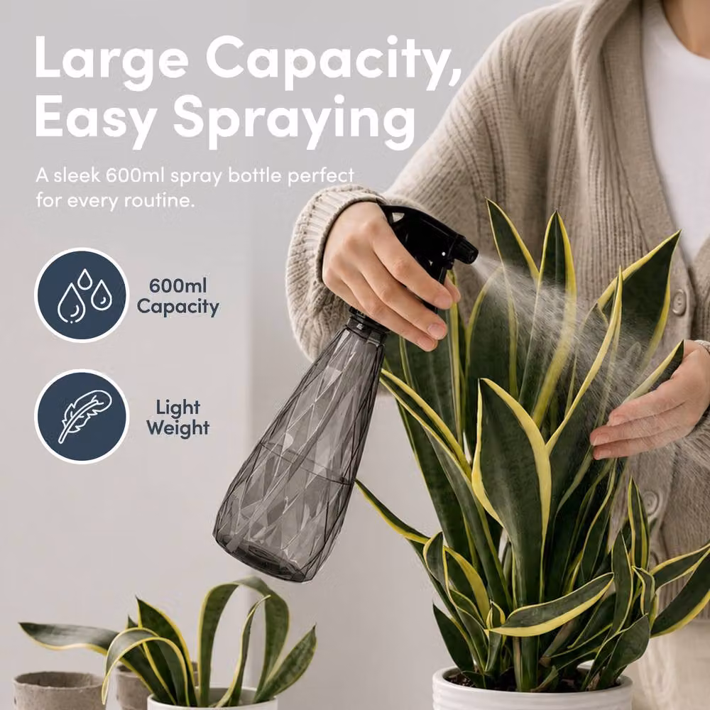 Keplin Manual Water Spray Bottles with Adjustable Nozzle, 2 Pack, 600ml, Grey and Green – 2