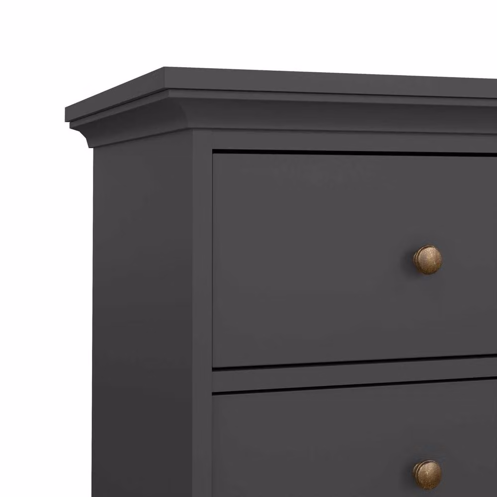 Wyld Haus Osaka Farmhouse 4 Drawer Chest in Dark Grey Laminated Wood – 4