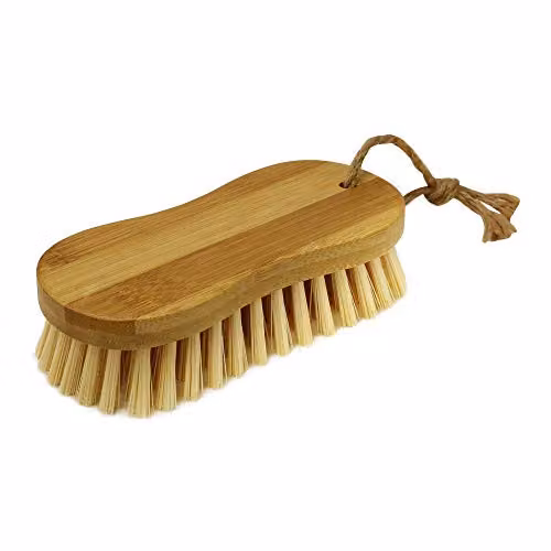 JVL Brown Bamboo and Plastic Round Dish Scrubbing Brush – 2