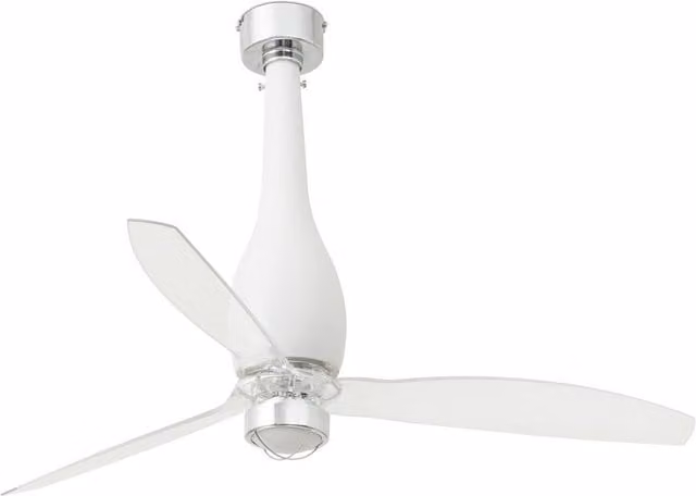 Faro Eterfan LED Ceiling Fan in White and Transparent with Remote Control and 3000K Light