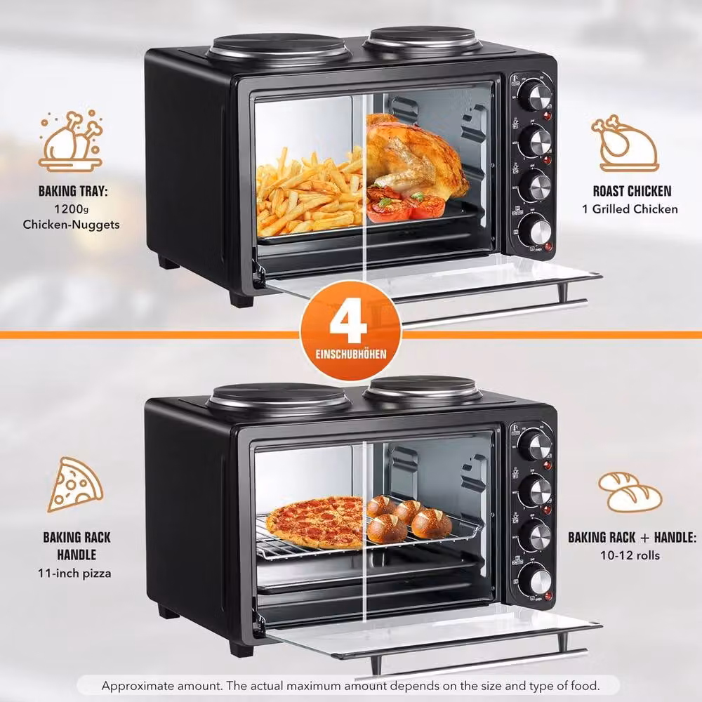 NESTLUNE OYAJIA 36L Mini Oven with Dual Hotplates and Grill, Black – 2