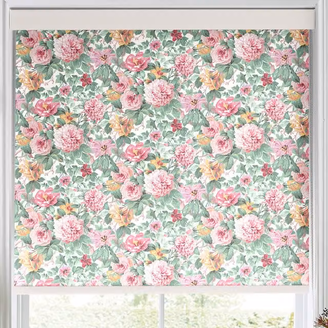 Laura Ashley Aveline Made to Measure Translucent Floral Roller Blind in Pink