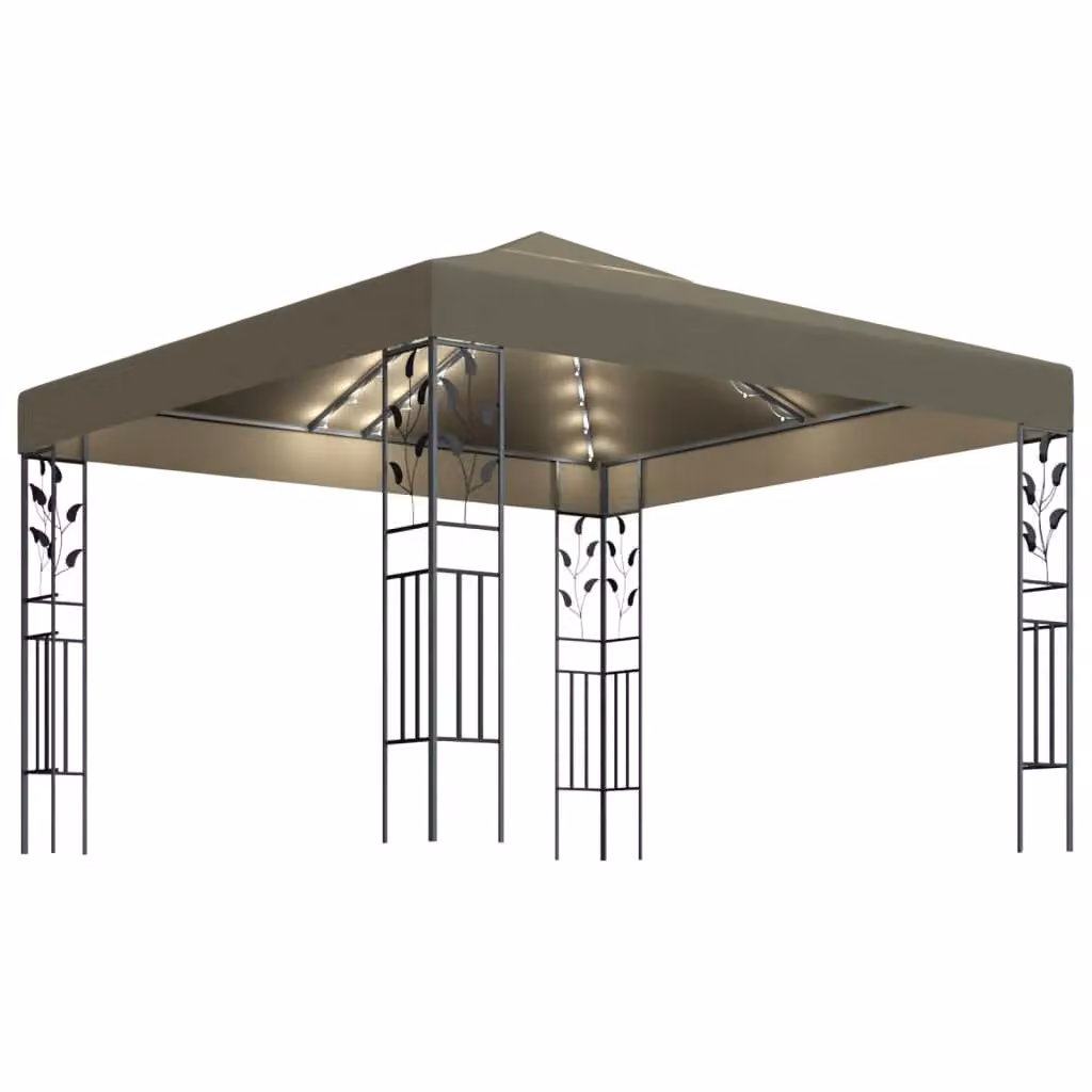 Berkfield Home Taupe Garden Gazebo with LED String Lights, W/D: 3 x 3 m – 2