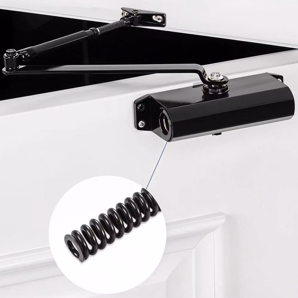 KORVIXA Black Matt Heavy-Duty Fire-Rated Adjustable Overhead Door Closer (25-45kg) – 4