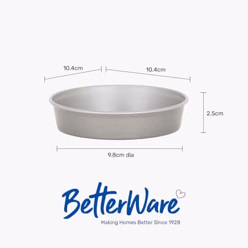 Betterware Non-Stick Carbon Steel Round Air Fryer Cake Tin Set, Silver, 4 x 10.5 cm – 6