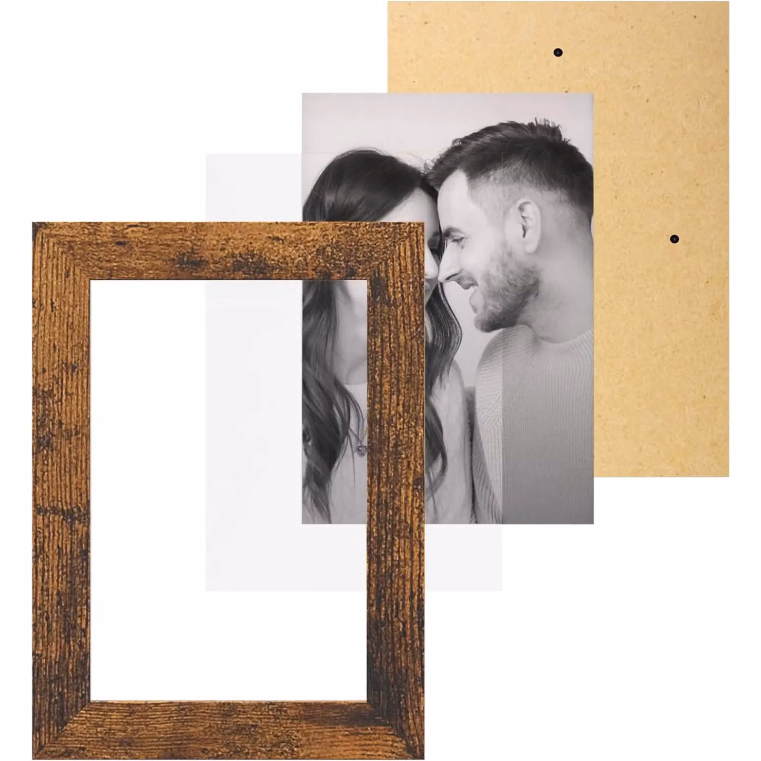 SONGMICS Multi Picture Wall Frame Set, 4 Photo Gallery Collage in Brown, 10 x 15 cm – 4