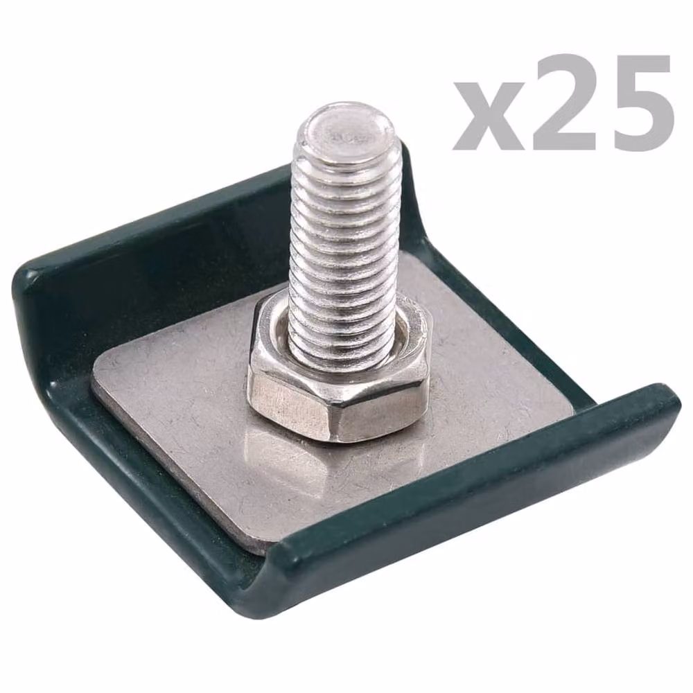 Berkfield Home Grid Mat Connector 25 Set, Galvanised Steel, Green – 2