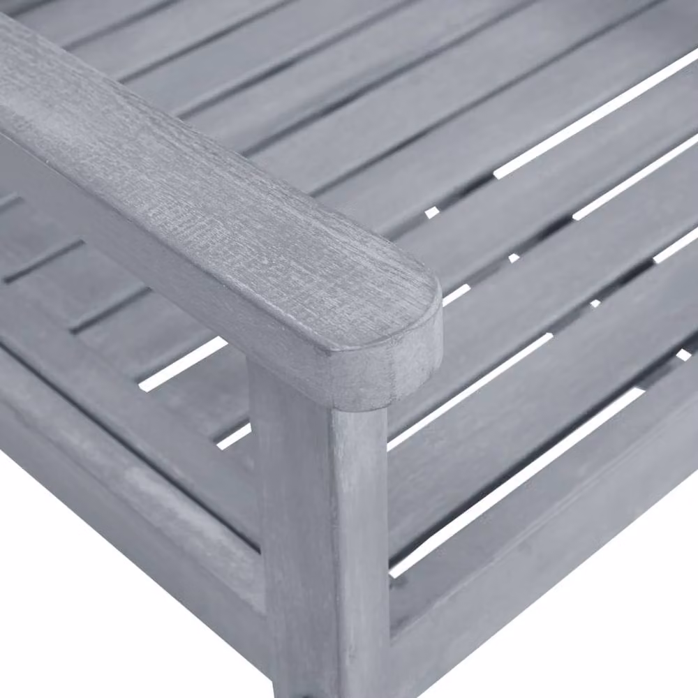 Berkfield Home Set of 2 Grey Acacia Wood Garden Chairs with Armrests – 3