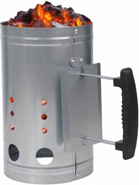 SPETLEK Silver Charcoal Chimney Starter BBQ Burner and Lighter Kit made of Galvanised Steel – 1