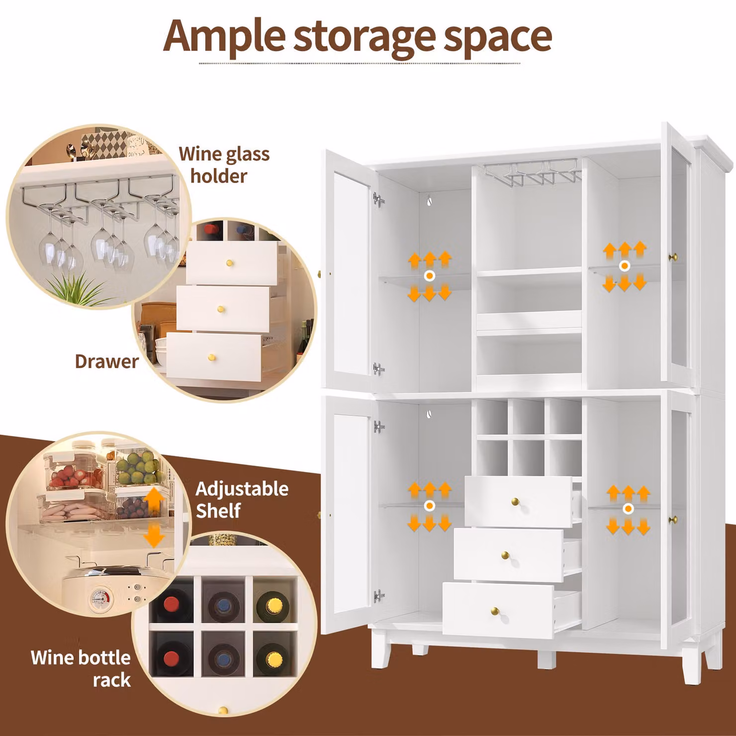 Aosom UK White Wine Cabinet with App-Controlled RGB LED Lighting and Glass Doors, H 180.5 x W 40 x D 40 cm – 3