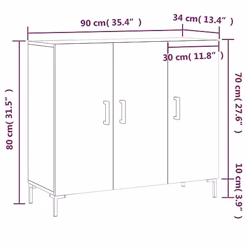 vidaXL Modern Grey Sonoma Sideboard in Engineered Wood W/D/H: 90 x 34 x 80 cm – 3