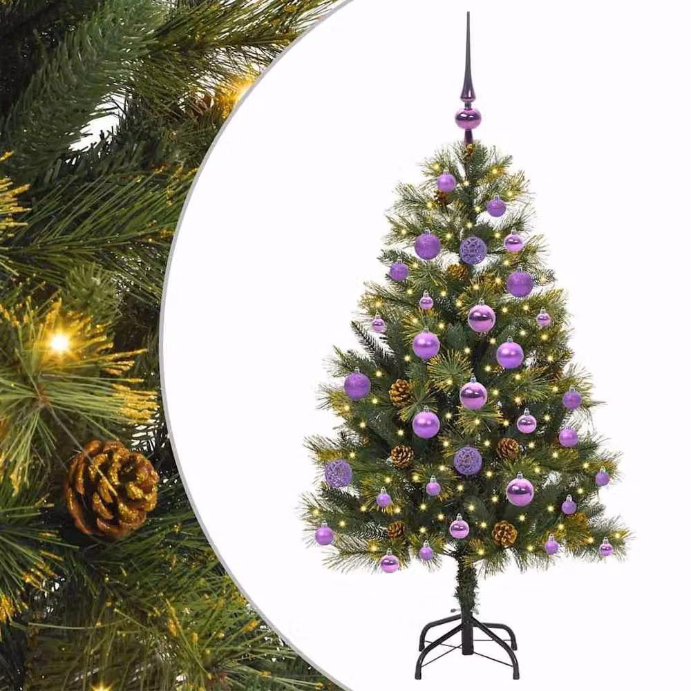 Berkfield Home Realistic Artificial Hinged Christmas Tree in Green and White, Height: 120 cm – 2