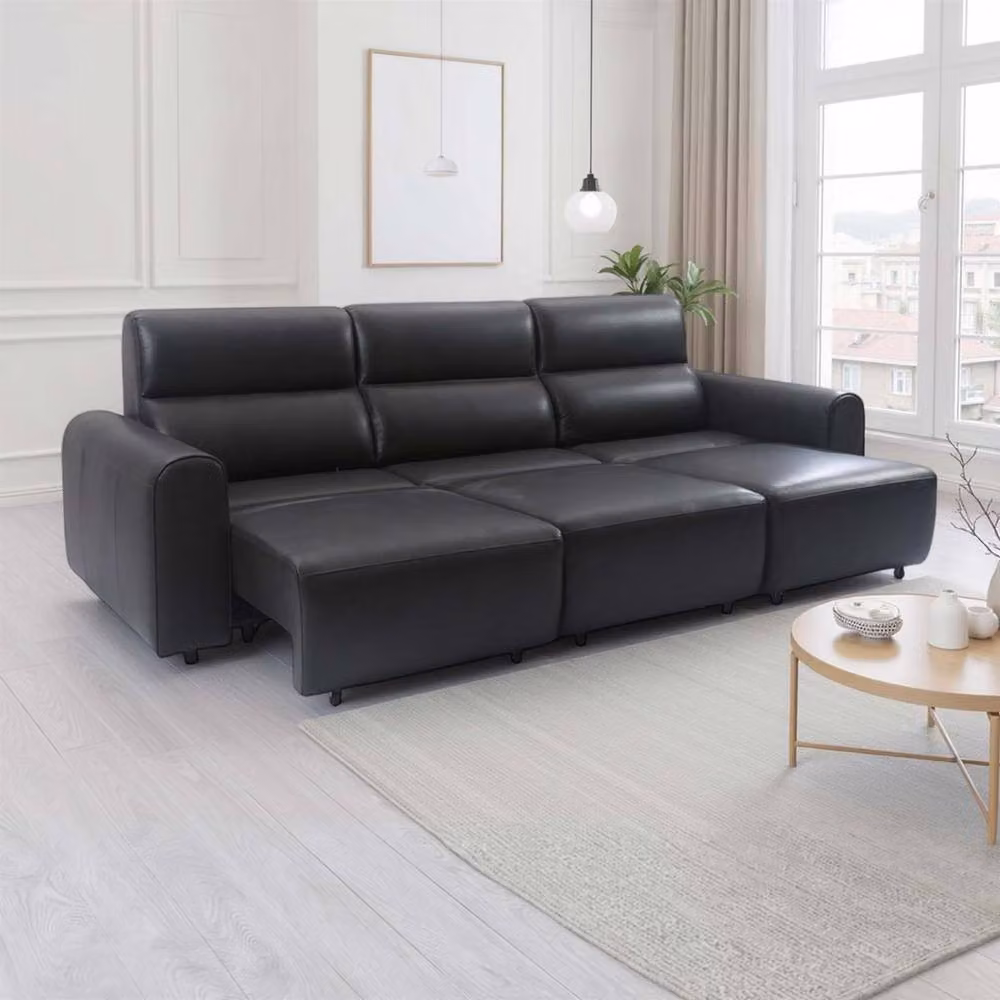Furnishings For Less UK Corby 3 Seater Electric Recliner Sofa in Black Synthetic Leather High Back – 2