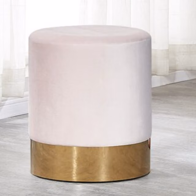 Life Interiors Darlington Modern Round Velvet Pouffe - Pink