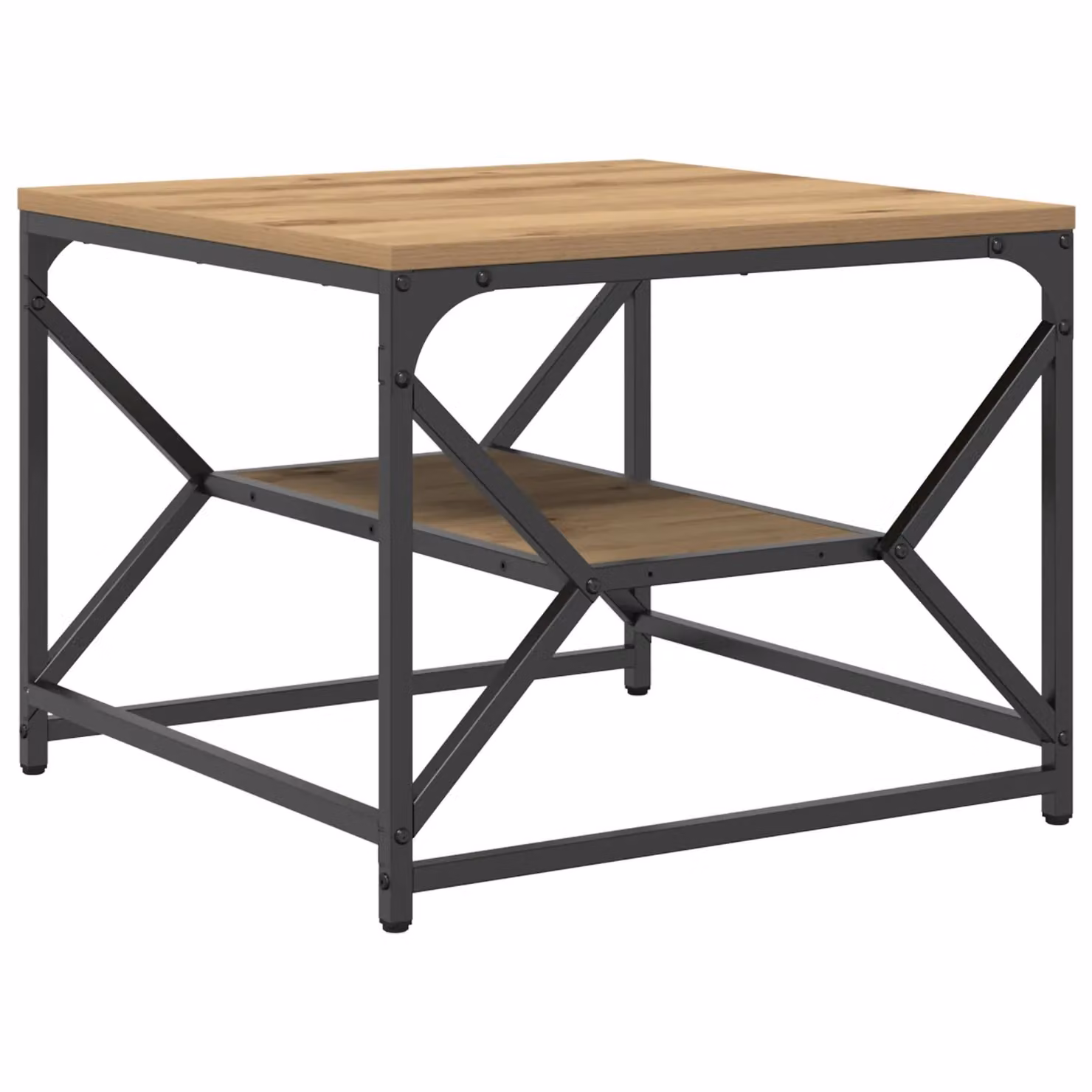 Berkfield Home Artisan Oak Coffee Table with Shelf in Brown, W/D/H: 51 x 50 x 40 cm – 2