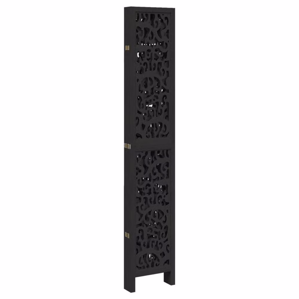 Berkfield Home 6 Panel Black Solid Paulownia Wood Room Divider – 4