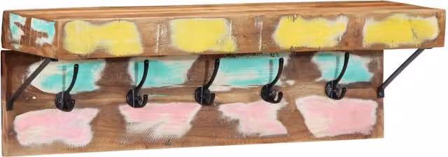 Berkfield Home Wall Mounted Coat Rack with Shelf in Brown Reclaimed Wood and Metal