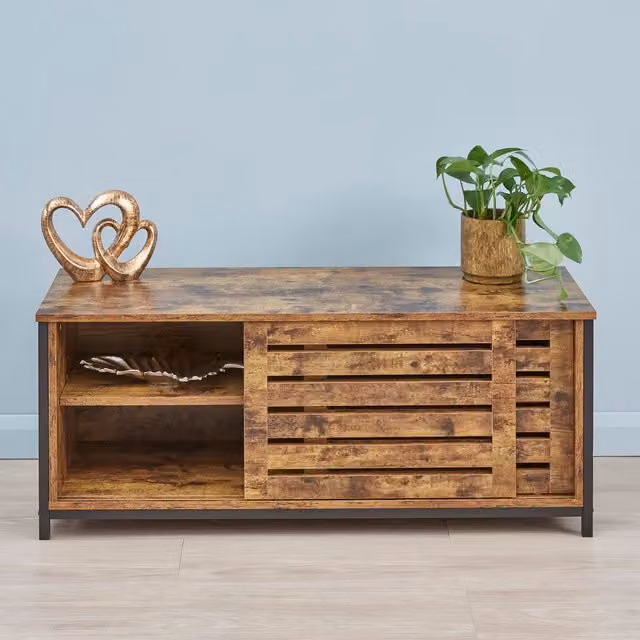 Furniture Maxi Industrial Wood and Metal TV Stand in Orange