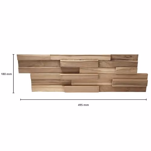 Wallsupply UltraWood Firenze Brown Solid Teak Wood Wall Cladding 3D Interlocking Tiles, 10pcs 0.9m2 – 2