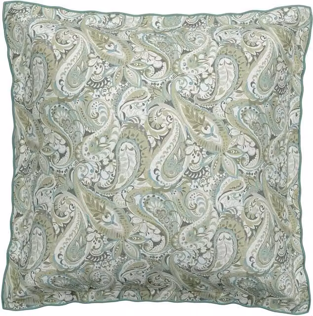 Bedeck of Belfast Alessie Pair of Square Oxford Cotton Percale Pillowcases, Green