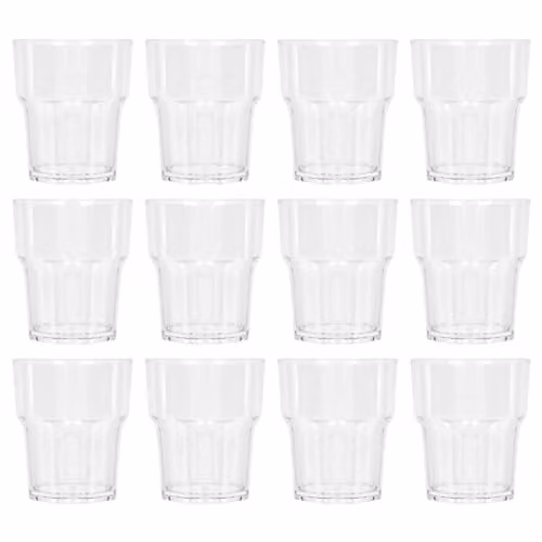 Argon Tableware Reusable Plastic Geometric Tumblers, 260ml, Pack of 12, Transparent – 1