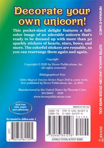 Dover Publications Glitter Magical Unicorn Sticker Paper Doll Activity Book – 2