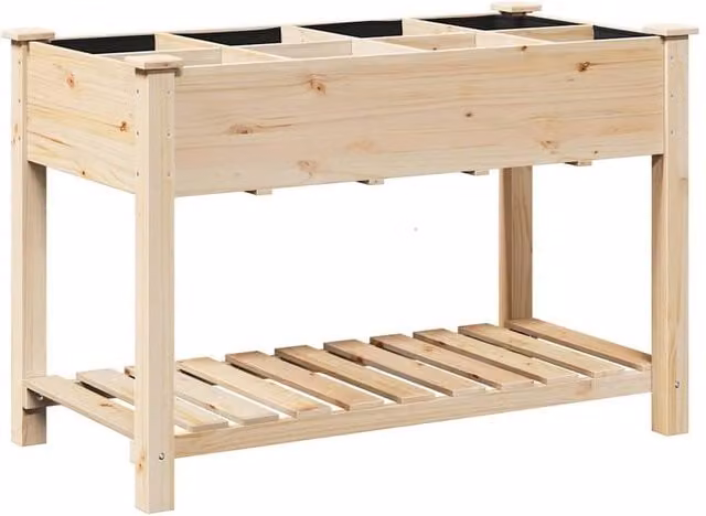 Berkfield Home Rustic Beige Solid Wood Garden Planter with Grids, W/D/H: 115 x 59 x 76 cm