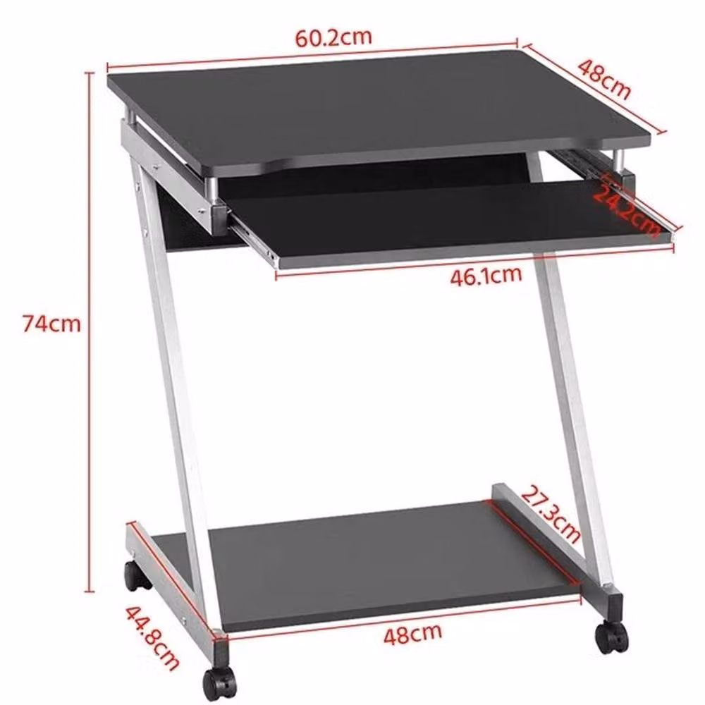 EONLION Black Modern Computer Desk with Castors, Width: 100 cm – 2