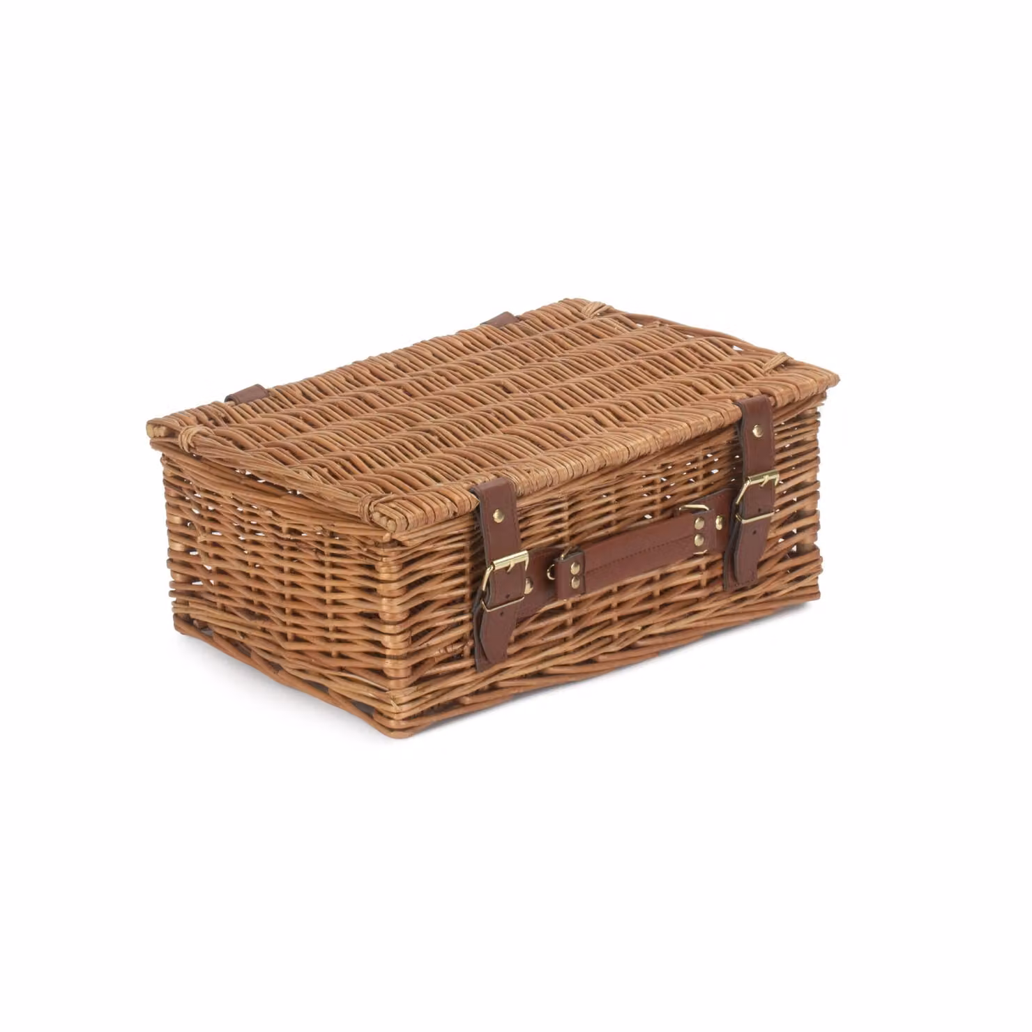 Red Wicker Picnic Basket with Brown Light Steamed Finish, 35cm Diameter – 2