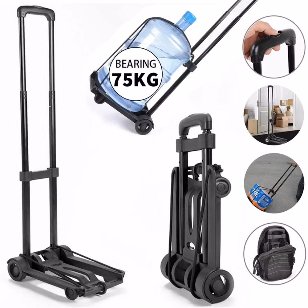 VOGREX Heavy Duty Steel Folding Trolley, Black, 75kg Capacity – 4
