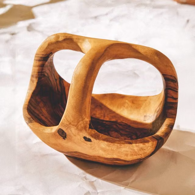 Orsina Kora Olive Wood Fruit Bowl in Brown and Beige – 2