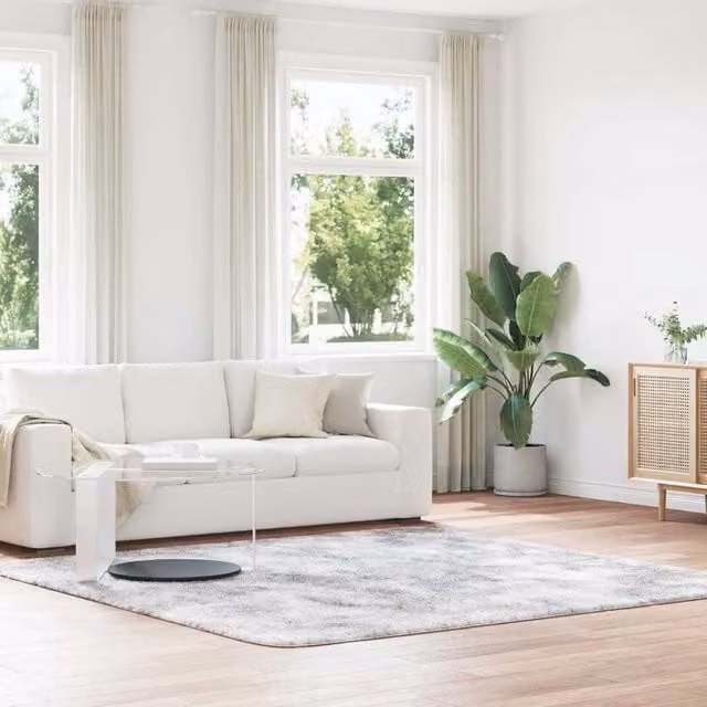 Berkfield Home NAVARRA Shaggy High Pile Rug, Light Grey, W/D/H: 240 x 240 x 1 cm