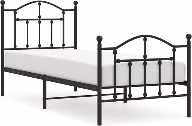 Berkfield Home Metal Bed Frame with Headboard and Footboard in Black, W: 80 cm, L: 200 cm – 1