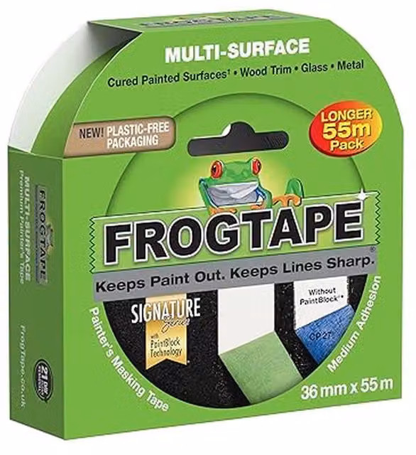 FrogTape Multi Surface Masking Tape, Green, Width: 3.6 cm, Length: 55 m