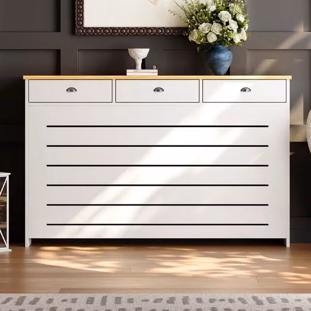 Temprazo Cream Radiator Cover with Drawers, Width: 150 cm