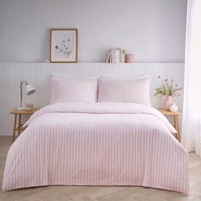 HomeSpace Direct Pink Striped Modern Duvet Cover Set for Adults