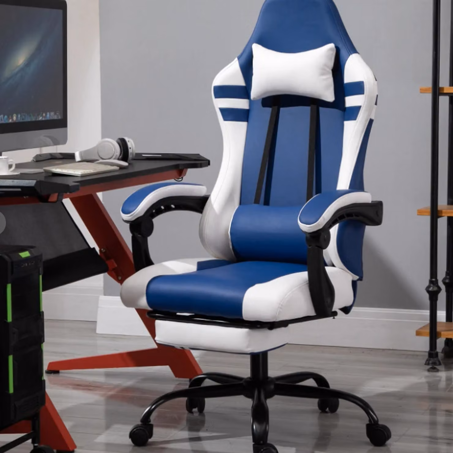 Chilli Seating Luna Blue PU Leather Reclining Gaming Chair – 2
