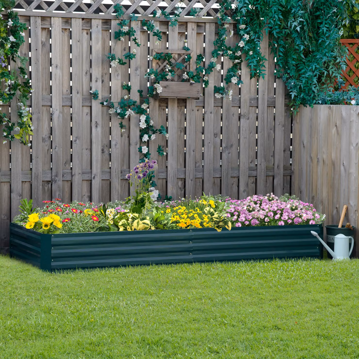 Outsunny Metal Raised Garden Bed Planter Box in Green, W/D/H: 241 x 90.5 x 30 cm – 2