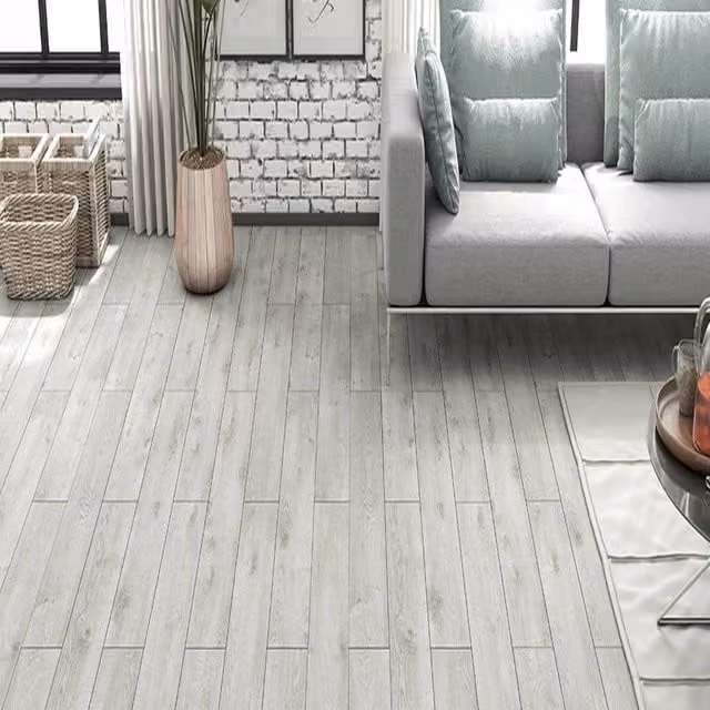 AGT EfftPre Wood Effect Click Laminate Flooring Plank in Light Grey