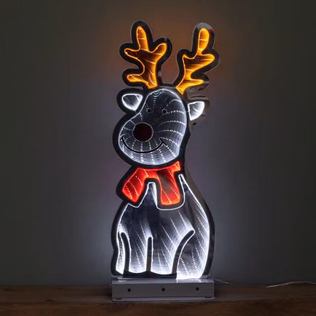 Samuel ALEXANDER 40cm Infinity Standing Christmas Reindeer with Metal Base and White, Red and Orange LEDs – 1