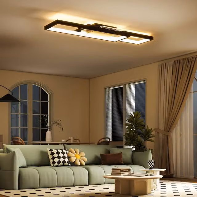 HOMCOM Modern Dimmable LED Ceiling Light with Remote Control, Black – 5