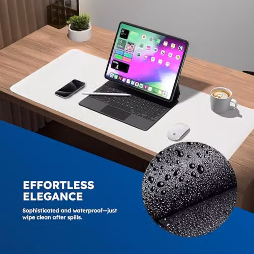 DesireTech Reversible Office Desk Pad in Silver and White – 4