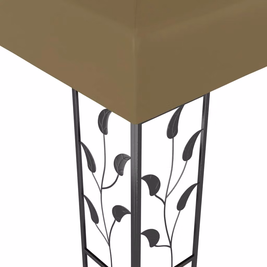 Berkfield Home Taupe Garden Gazebo with LED String Lights, W/D: 3 x 3 m – 3
