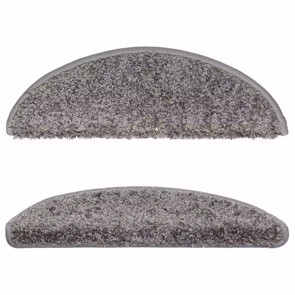 Berkfield Home Self-Adhesive Carpet Stair Treads, 15 Piece Set, Grey, W: 56 cm, D: 17 cm, H: 3 cm – 3